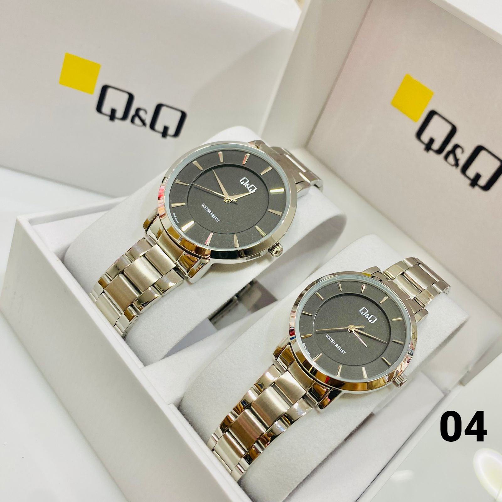 Relojes Para Pareja Q&Q Plateado Original | Set Hombre y Mujer | Regalo Amor