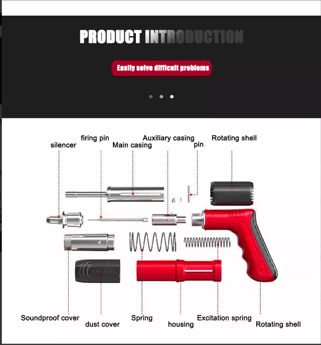 Pistola Percutora de Clavos – Kit Completo con Estuche, Guantes y Gafas