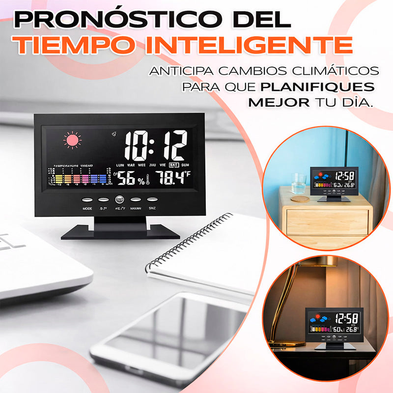 Reloj Digital Meteorológico 4 en 1 – Hora, Clima, Humedad y Despertador