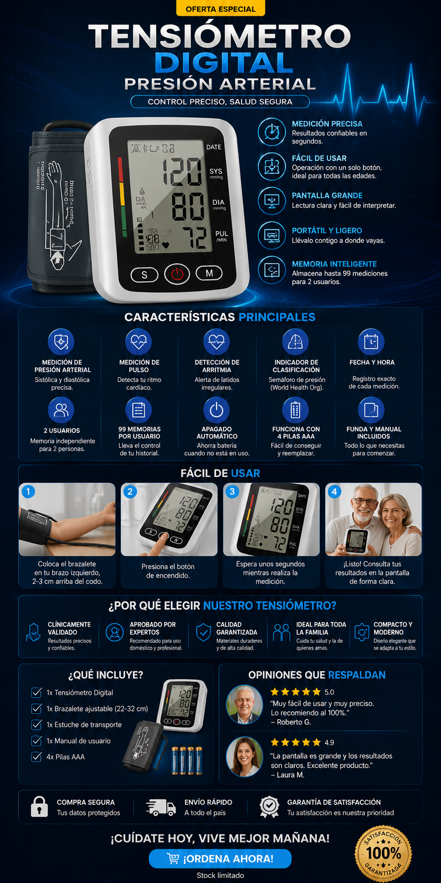 Tensiómetro Digital de Brazo – Mide tu Presión Arterial en Casa