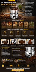 Molino Eléctrico MultiGrano – Muele Café, Arroz, Especias y Más en Segundos