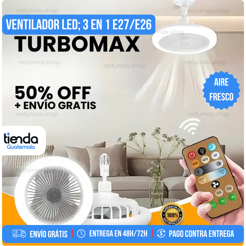 Bombillo Abanico Ventilador LED 2 en 1 TurboMax™ con Control Remoto