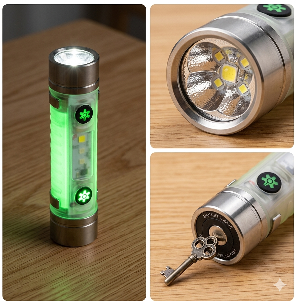 Mini Linterna Multipropósito 6 Modos – Recargable USB y Magnética