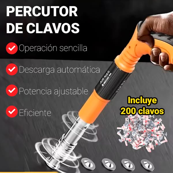 Pistola Percutora de Clavos – Kit Completo con Estuche, Guantes y Gafas